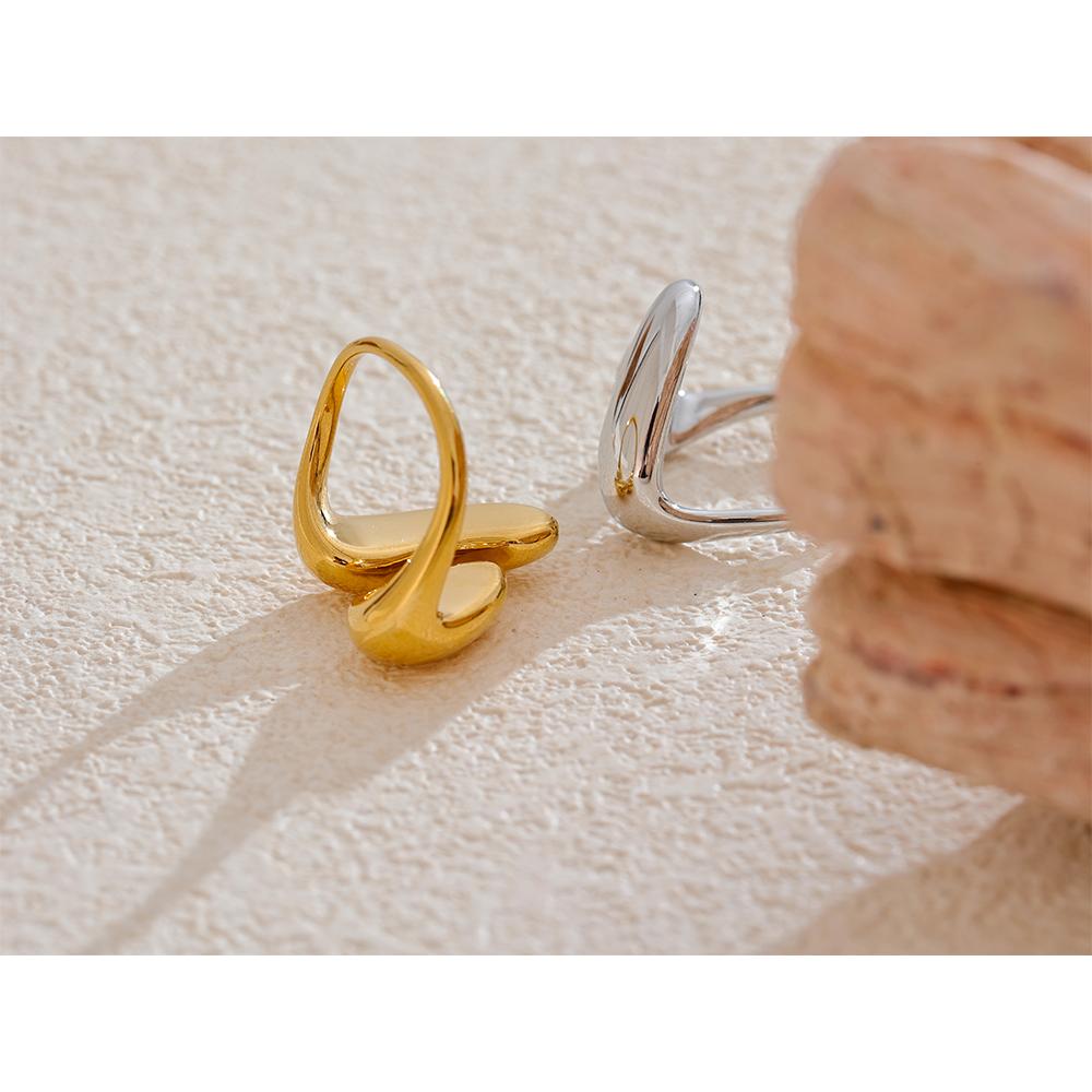 Yhpup Fashion Stainless Steel Metal Casting Minimalist Ring Water Resistant Stylish Chic Finger Jewelry Bijoux Femme Gift