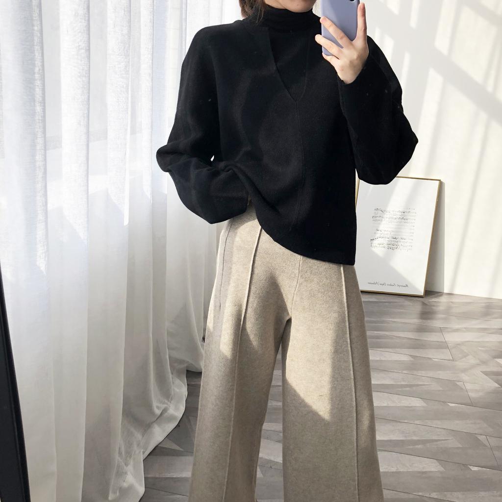 Jiazhi, the new autumn temperament lazy wind V-neck fleece shirt design sense short long-sleeved top B1011