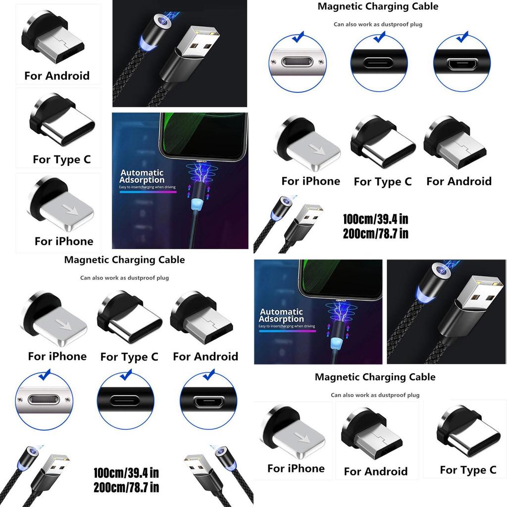 Magnetic Charging Head 360 Degree Rotation For Android And Iphone Aluminum Alloy Charging Interface