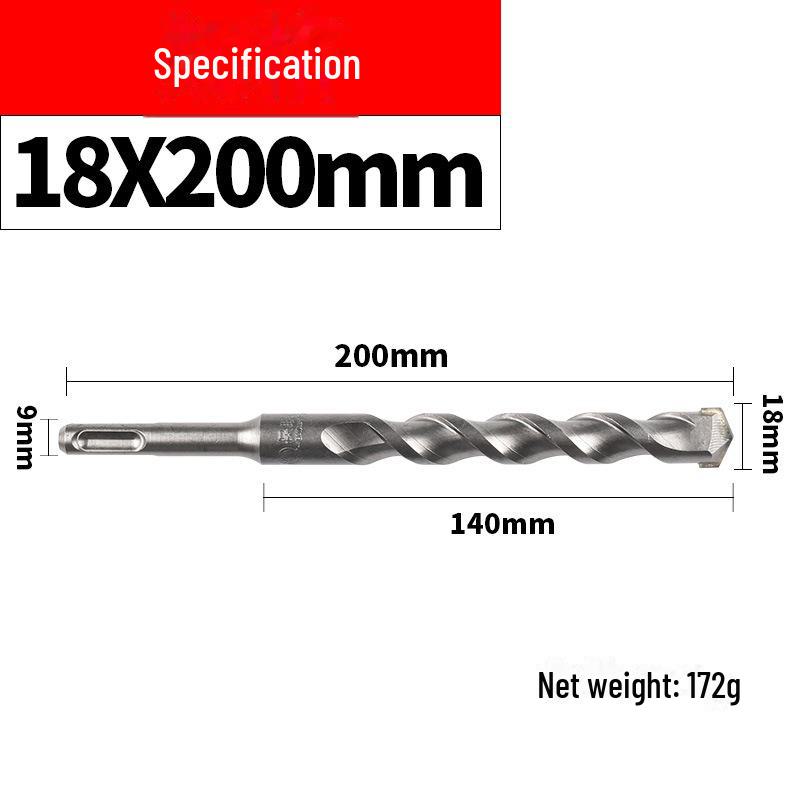 

Ударная дрель для сверления бетонных и цементных стен с круглой и квадратной рукоятками, двумя углублениями и двумя канавками.