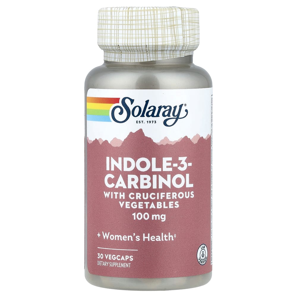 Solaray Indole-3-Carbinol (I3C) com Vegetais Crucíferos, 100mg, 30 Cápsulas Vegetais