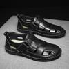 Hand-stitching Summer Sandals Genuine Leather Mens Casual Shoes Outdoor Non-slip Sandals  Hollow Male Beach Footwear Roman Shoes