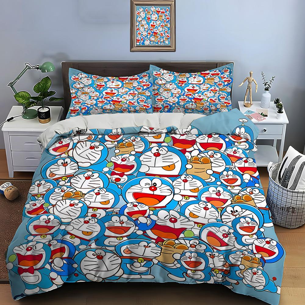 3Pc Multiple Styles D-Doraemon Cartoon Printed Bedding Set 1 Duvet Cover,2 Pillowcases Boys Girls Children Luxury Gifts
