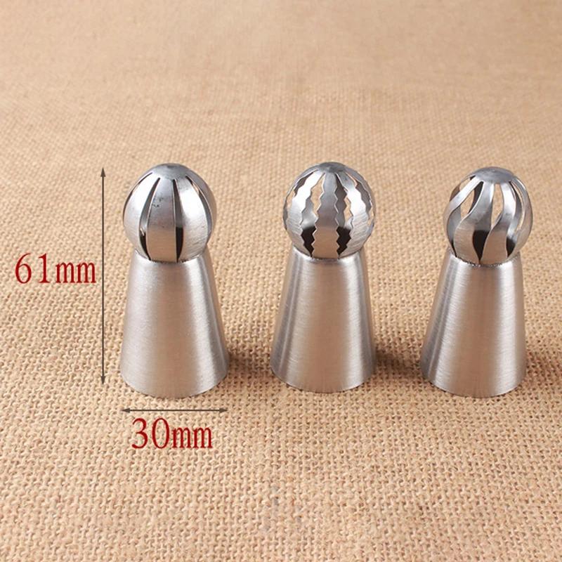 3 Pcs Ball Cream Baking Pastry Tools Sphere Bakeware Confectionery Bags Nozzles Fondant Cookie Cake Shop Home Kitchen Dining