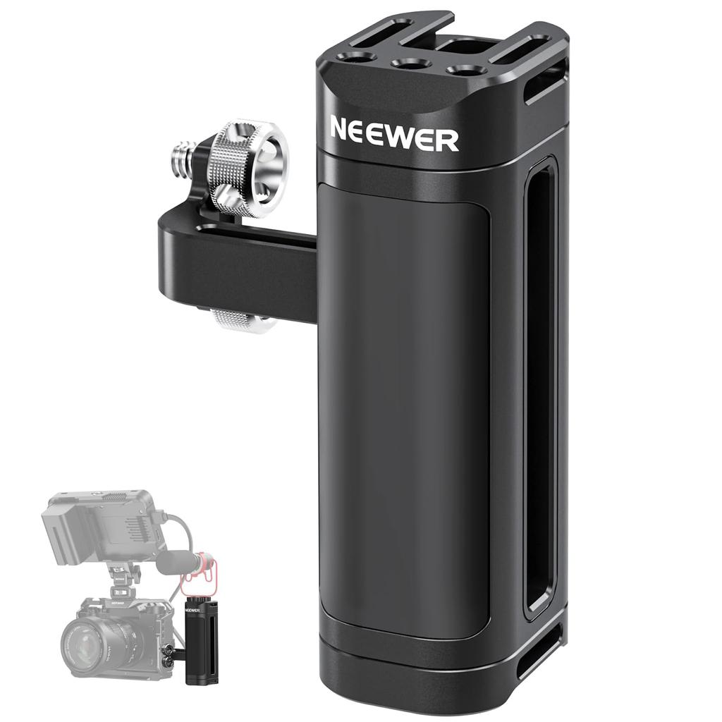 Neewer Side Lightweight Camera Handle Grip with Dual Screws Screw Cold Adjustable Compatible with SmallRig and Neewer Cages Handle, 1/4" (18mm-20mm