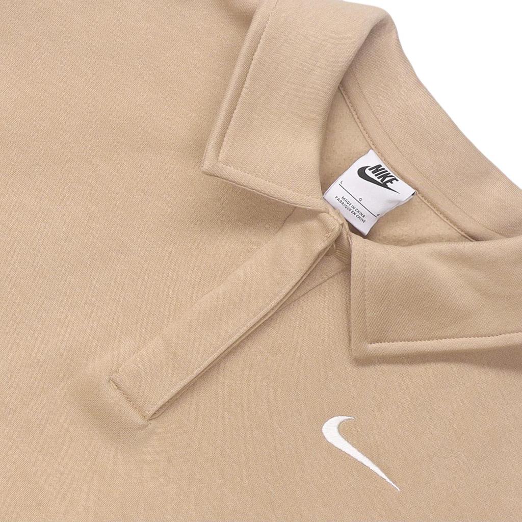 Nike Printed Logo Long Sleeve Polo Shirt Women Tops Nude DQ5869-200