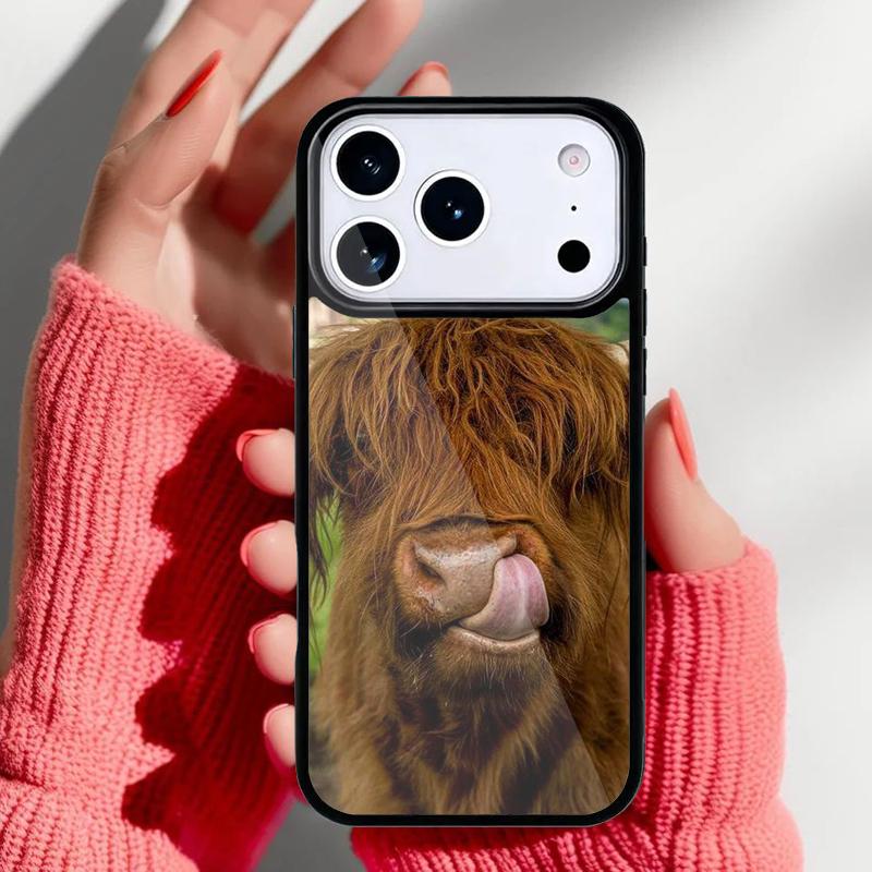 Cute Highland Cow Phone Case for iPhone 17 16 15 14 13 Pro Max Back Cover for 12 11 Pro Coque