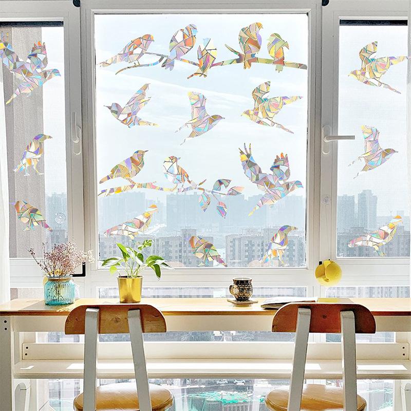 Sunshine Catcher, Colorful Window Stickers, Sun Catcher, Rainbow, Prism, Tree Branches and Birds, Glass Stickers, Anti Collision Window Stickers