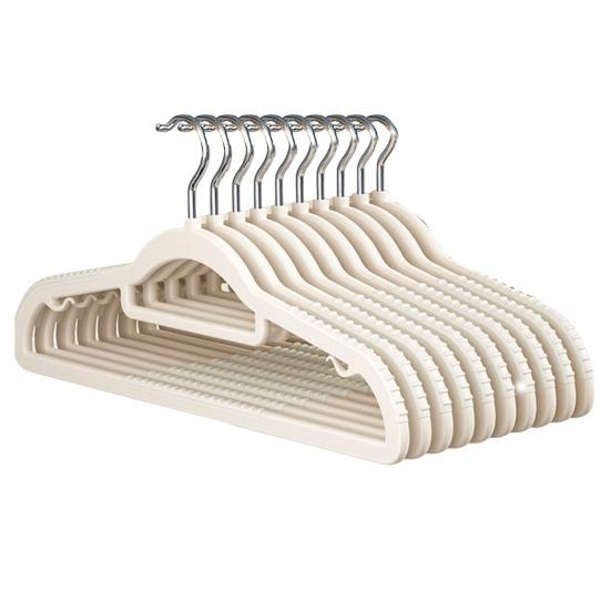 Non Slip Plastic Clothes Hangers with Silicone Grip & Pant Bar Space Saving Seamless Skirt Hanger for Closet Organization