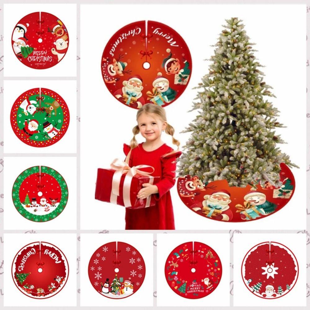90CM Santa Claus Xmas Tree Bottom Decorative Snowman Elk Xmas Tree Carpet  New Year