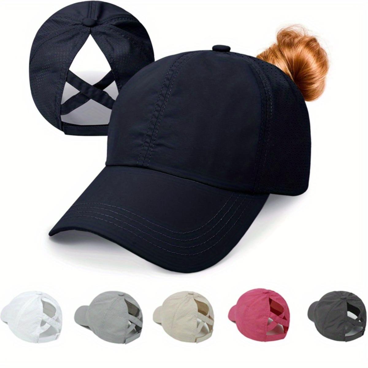

Unisex Baseball Cap with Ponytail Hole - Breathable, Quick Drying Mesh Sports Cap, Adjustable Fit, Suitable for Running and Casual Wear чорний