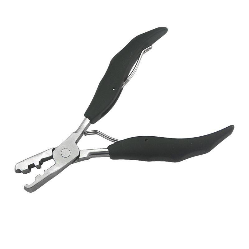 5.7 inch 2 in 1 Black Handle Plier with Flat Grooves 3mm and 5mm grooves Pre-Bonded Hair Extension Clamp
