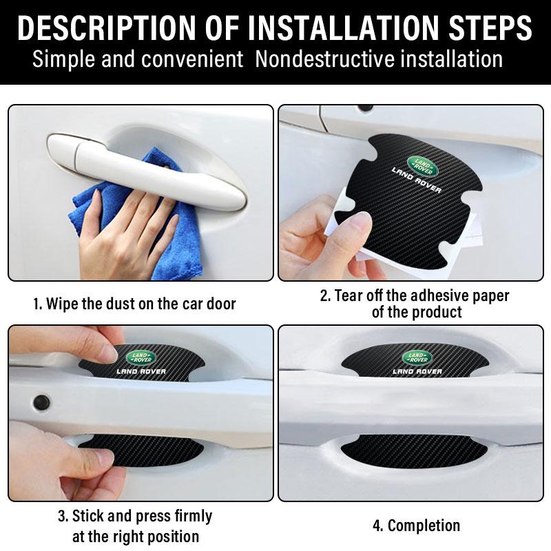 4 Stk./Satz Auto Türgriff Kratzschutz Aufkleber Kohlefaser für Land Rover Range Rover Defender Freelander Discovery 1 2 3 Evoque Rover L322 L405