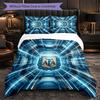 Argentina Football Pattern 3 Pieces Bedding Set Soft Microfiber Duvet Cover with Pillow Cases for Bedroom