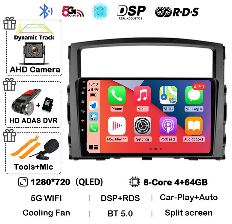 Android 14 Carplay Auto For Mitsubishi Pajero 4 V80 V90 2006 2007 2008 2009 - 2014 Car Radio Multimedia Video Player GPS Stereo