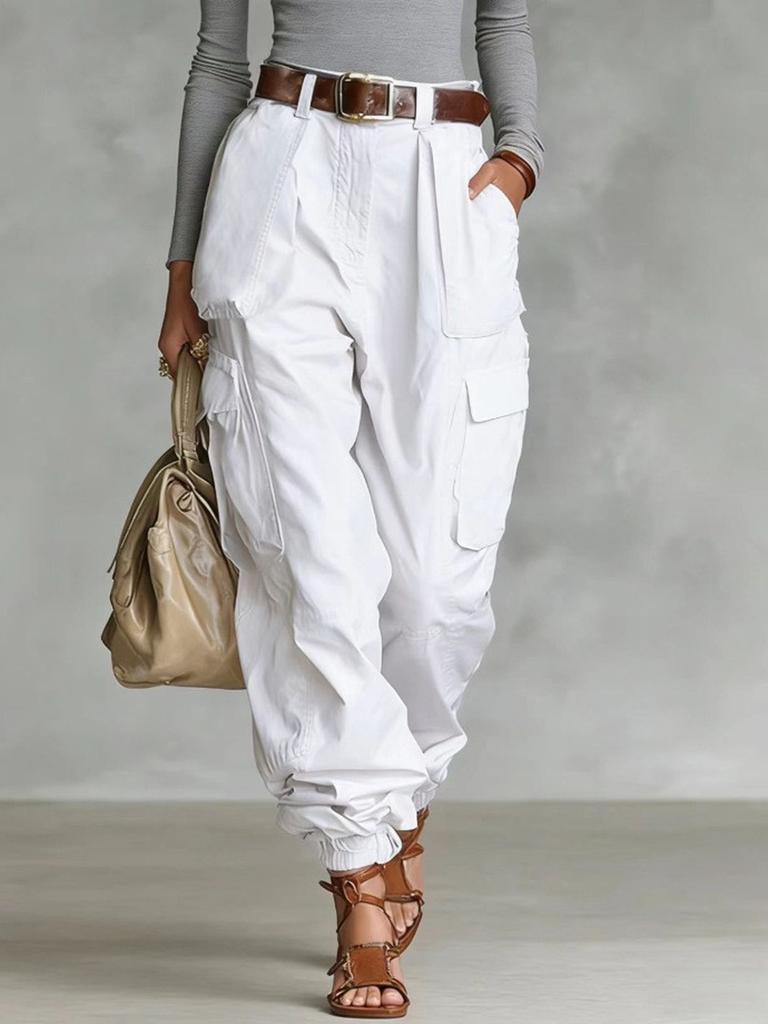 Street Multi-Pocket Workwear Pants Women Loose Wide Leg Casual Long Pants