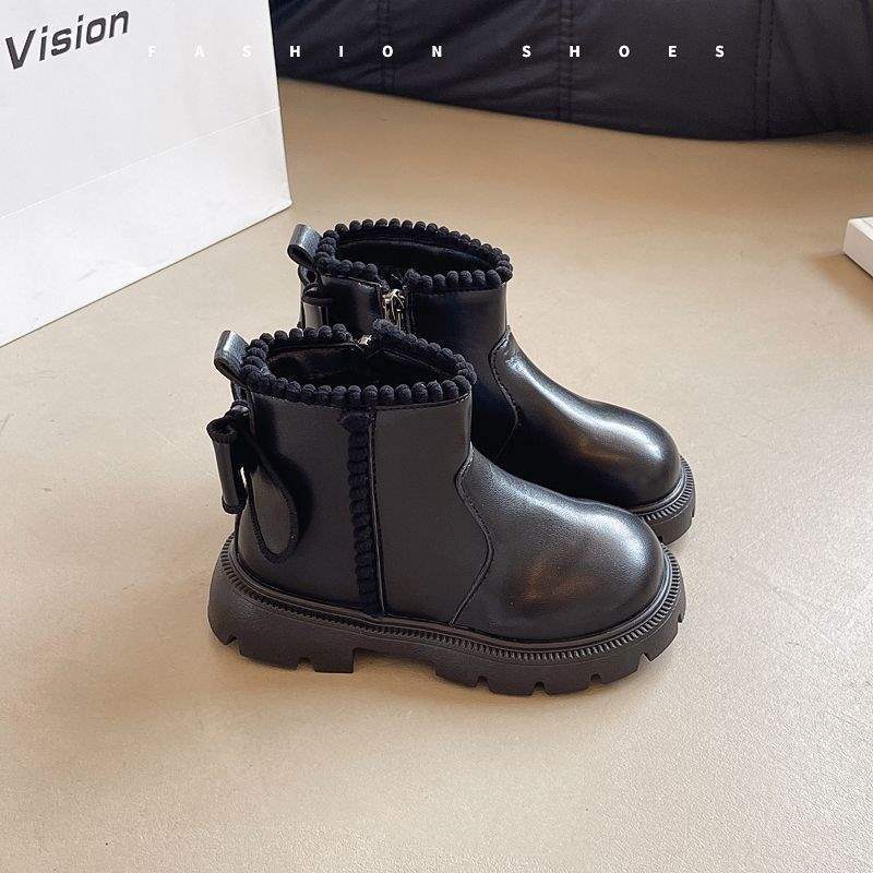 Girls Boots 2025 New Autumn and Winter Children's Princess Martin Boots Foreign Style Large Children's Leather Boots Girls Velvet Short Boots
