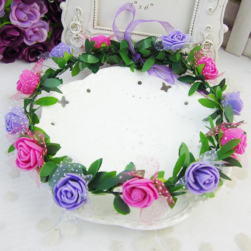 Rose Blumen Krone Stirnband Kranz Mädchen Stirnband Blumen Für Party Hochzeit Braut Dekor Haarband Kopfbedeckung Prom Kopf Wrap