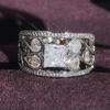 Exquisite Women's Copper-Plated White Gold Openwork Ring