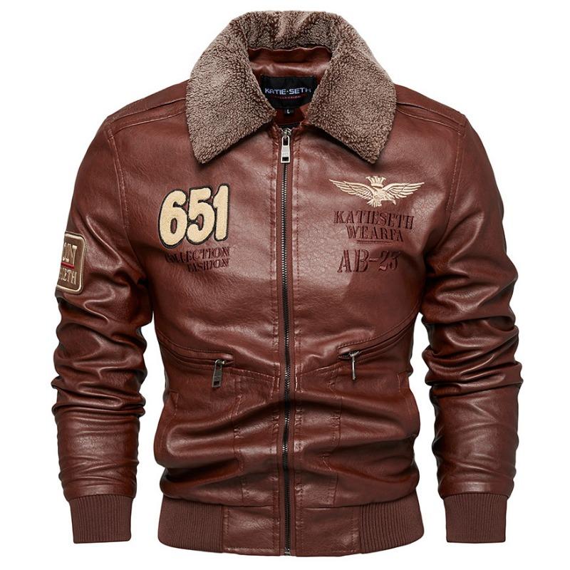Motorcycle Lapel Leather Jacket Men's Fashion Retro Large Size Leather Jacket