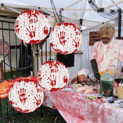 1 Stück/5 Stück Leichte Dekorationen Außen mit Blutspritzer-Design Halloween Partyzubehör Roter Handabdruck Hof