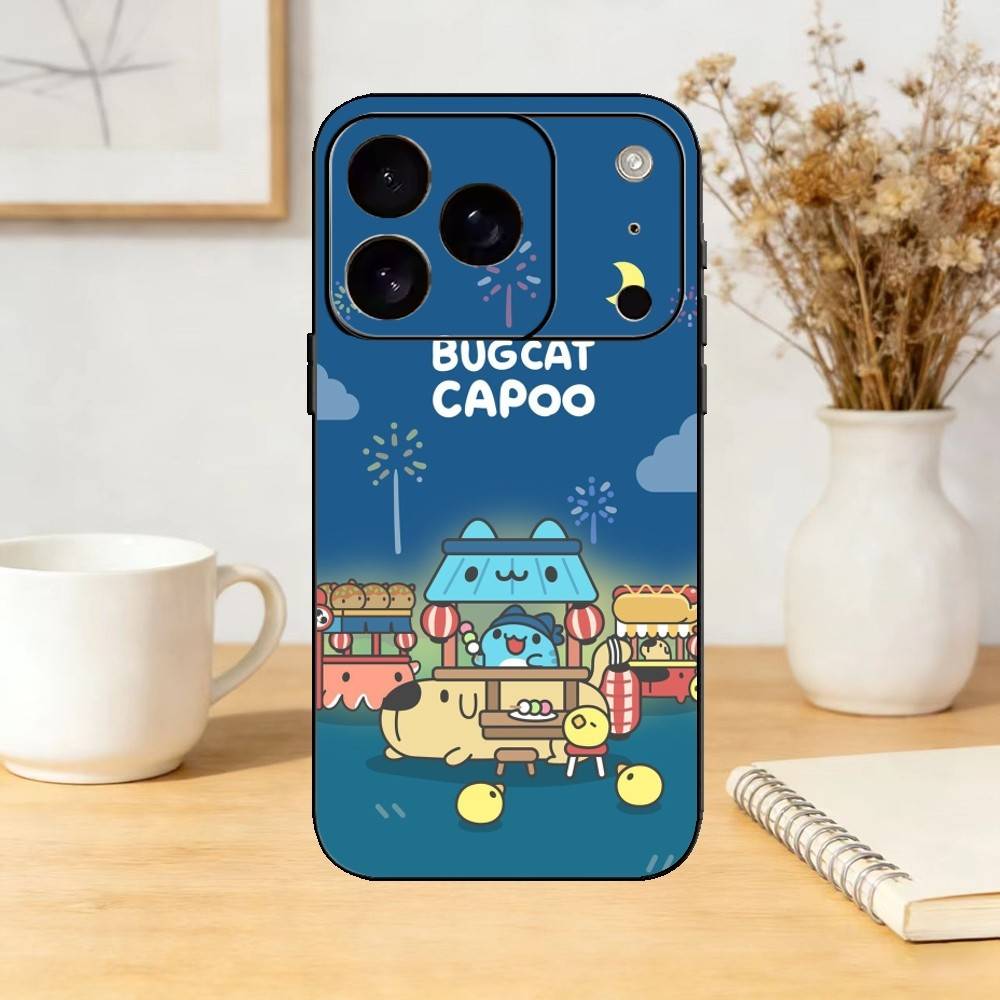 

Cartoon Cute Bugcat Capoo Phone Case Silicone black Soft For IPhone 17,16,15,14,13,12,11,SE,Plus Pro Max iPhone16