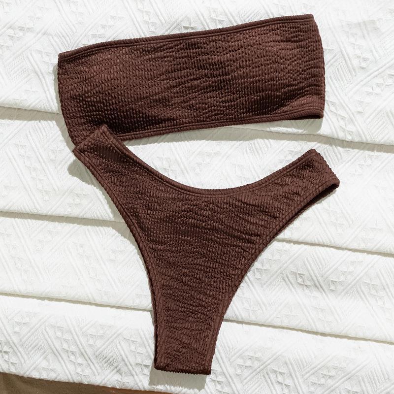 2025 Hot Sale Solid Color Bandeau Bikini Set - New Sexy Women's Swimwear