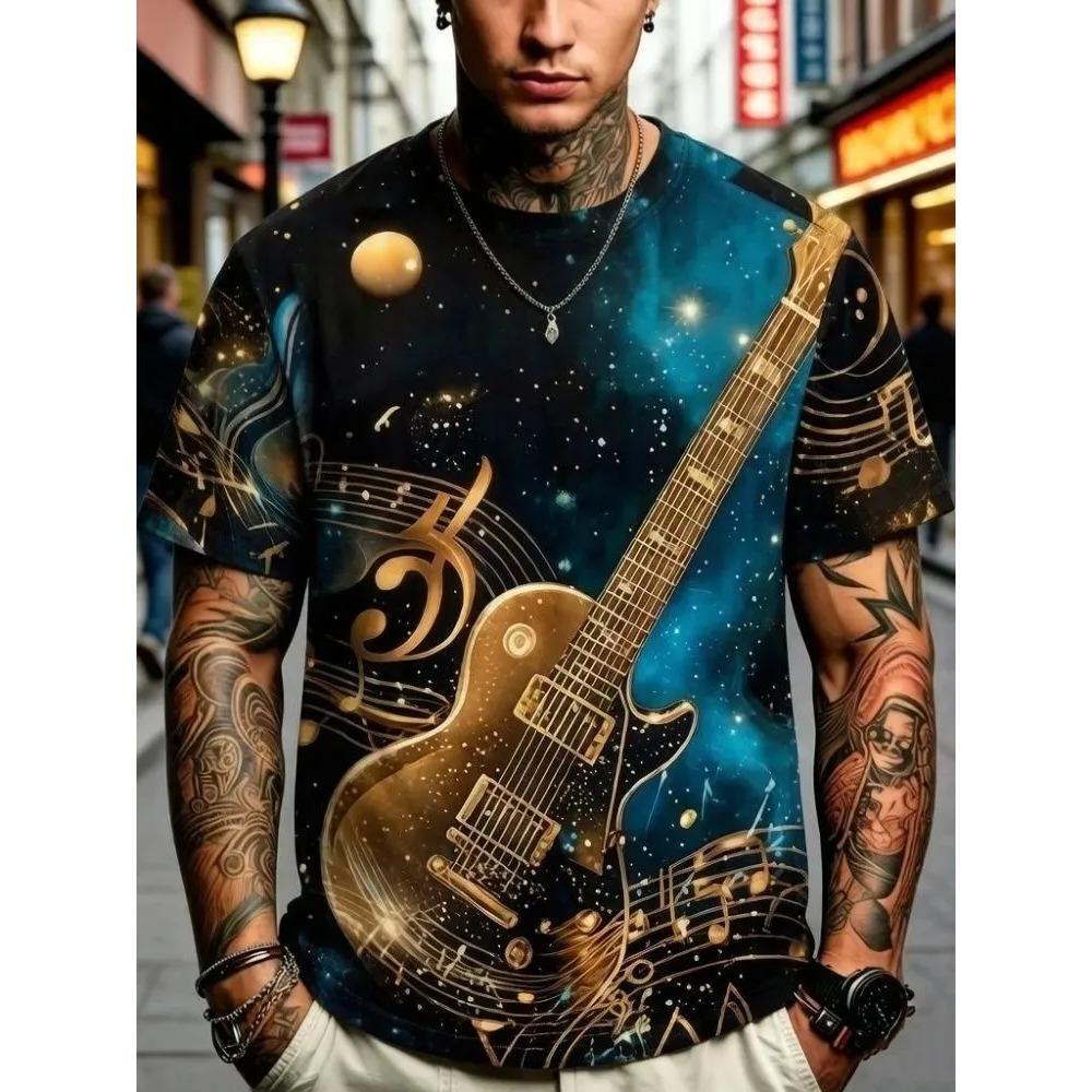 Summer Men's 3D Printed Crew Neck T-Shirt Fashion Versatile Breathable Trend Casual