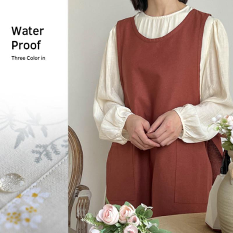Wasserdichte, atmungsaktive Baumwollschürze für Zuhause, japanische und koreanische Hausarbeit, schmutzabweisend, für Küche, Café, Nagelstudio, Schürze