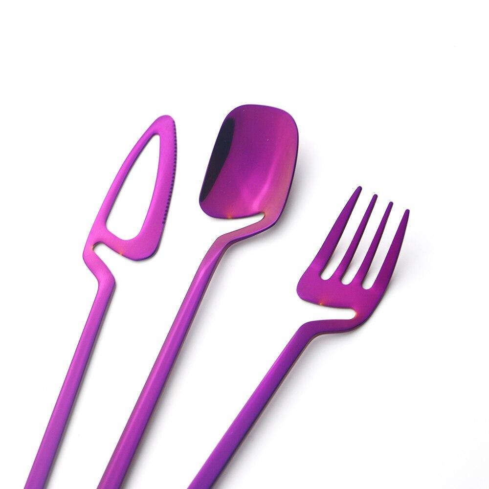 Purple Dinnerware Set 18/10 Stainless Steel Tableware Cutlery Set Knives Forks Coffee Spoons Party Home Kitchen Silverware Set