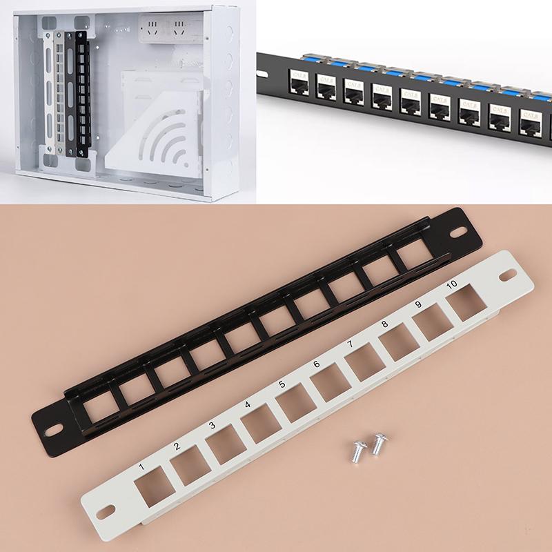 1Pc Metal Network 10-Port 1U Empty Blank Patch Panel For Standard Keystone Rack Mount Network Cable Management