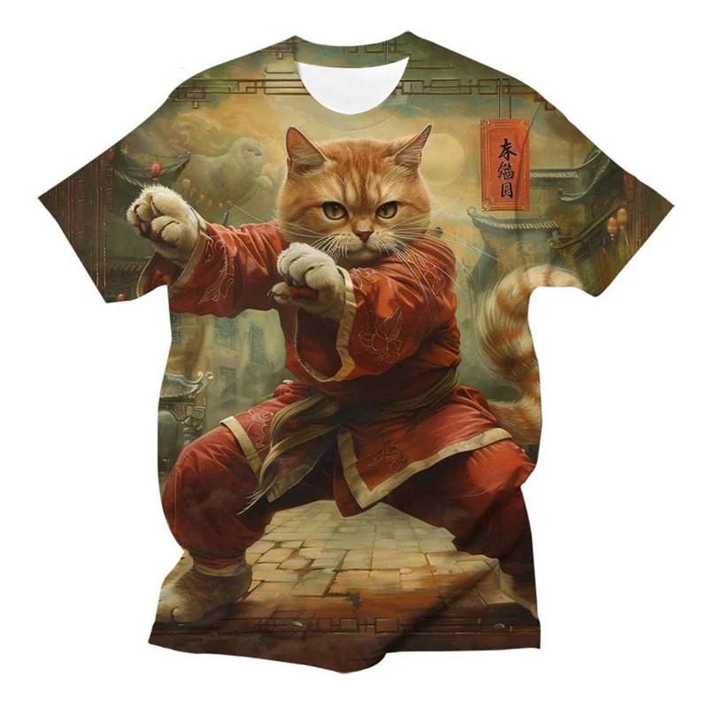 

Футболка с изображением животных и кошек для мужчин, трендовая повседневная хип-хоп уличная одежда в стиле Харадзюку, футболки с коротким рукавом и круглым вырезом с 3D-принтом 6XL