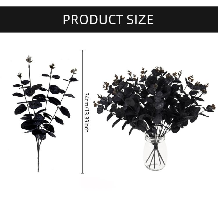 1/10/12Pcs 34cm Artificial Leaf Branch For Halloween And Weddding Party Decoration, Fake Leaf Stems Plant Decoration
