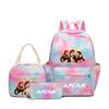 Demon Hunters Three-Piece Children'S School Bag Large Capacity 3D Digital Color Printing Kindergarten School Bag Meal Bag Pencil Bag