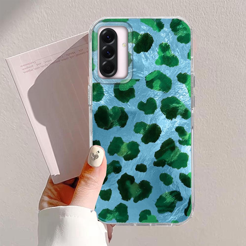 Pink Green Leopard Print Women Phone Case for Samsung Galaxy A16 A55 A07 A17 A56 A36 A26 A53 A06 A14 A24 A34 A54 A15 A12 Cover