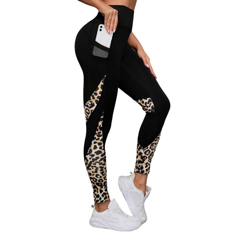 High-Waist Leopard Print Yoga Pants: European & American Style, Hip-Lifting, Breathable Running Leggings for Women