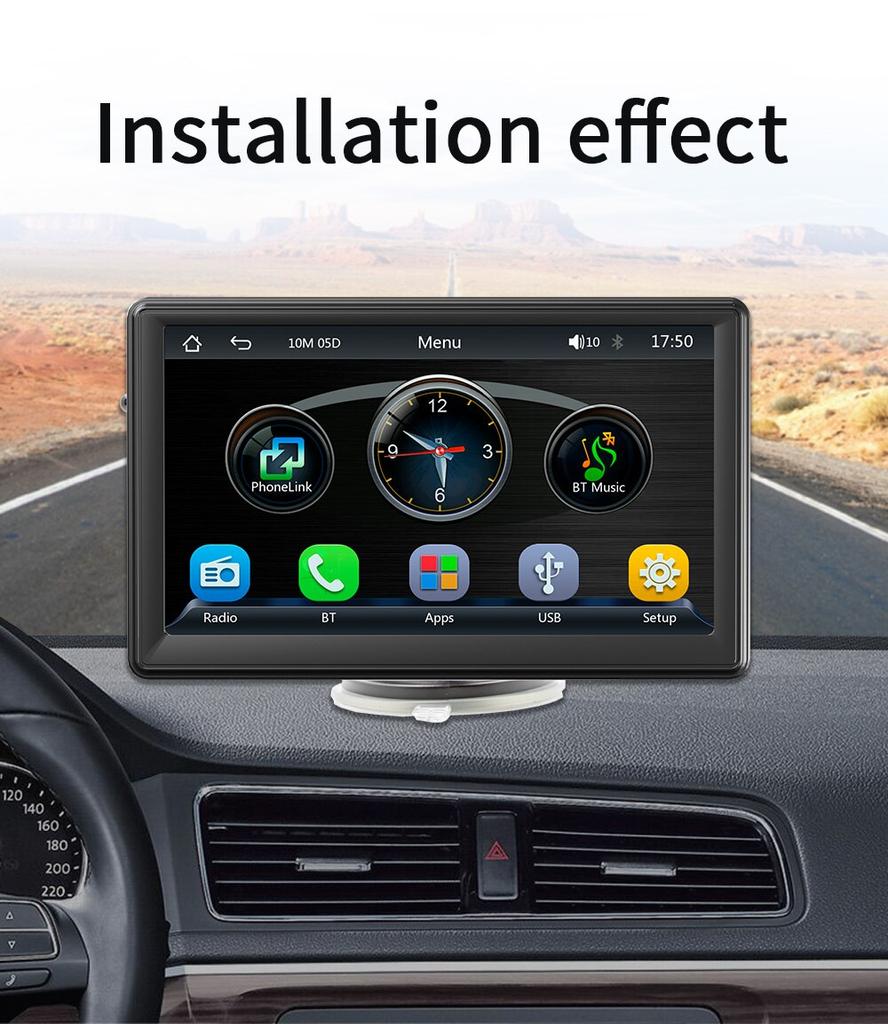 Universal 7inch Car Radio Multimedia Video Player Wireless Carplay And Wireless Android Auto Touch Screen Sun Visor B500