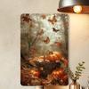 [2D Flat] 1pc Vintage Pumpkin World Metal Tin Sign, 20.32x30.48 Cm Rustic Iron Wall Art with Autumn Forest Scene, Hand-Painted J