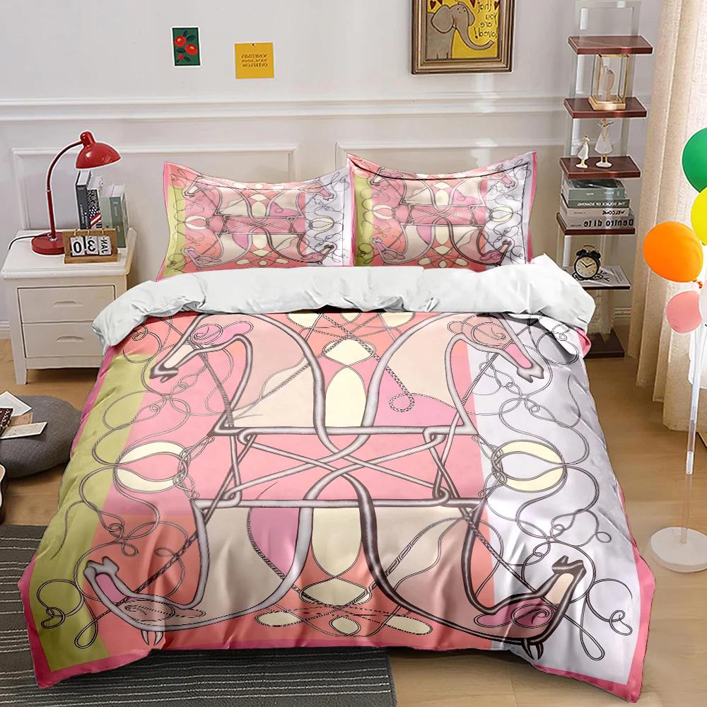 HD Luxury Chain Belt Print Bedding Set Duvet Cover 1 Duvet Cover 2 Pillowcases Adult and Children Bedding Set Luxury for Gifts