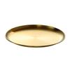 Korean Style 304 Stainless Steel Gold Round Plate for Fruit, Dinner, Vegetables, and BBQ