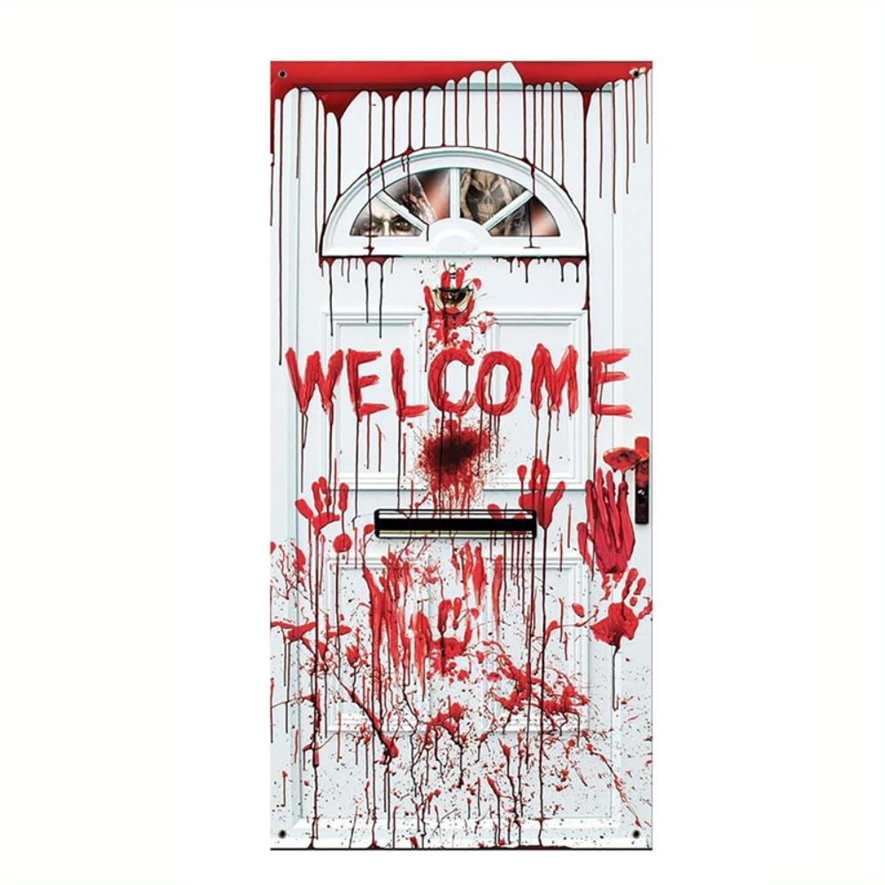 Ghost Blood Stain Skeleton Halloween 2D Door Banner Rectangular Halloween Background Banner  Party