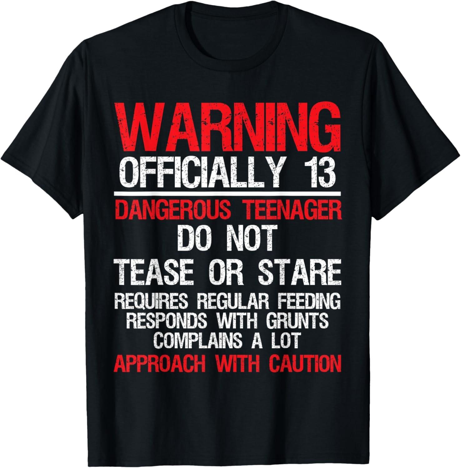 13 Years Old Warning Dangerous Teenager 13th Birthday T-Shirt S разноцветный