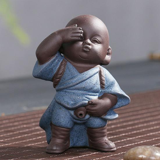 Creative Clay Tea Pet - Water-Spraying Monk Ornament for Kung Fu Tea Set