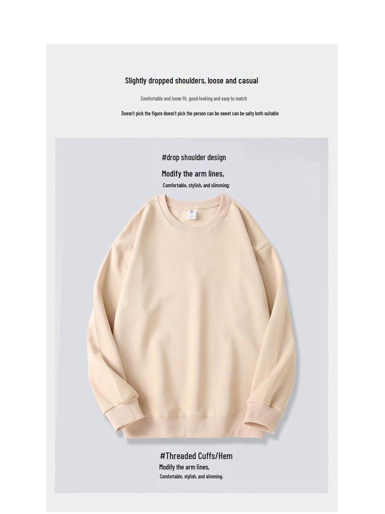 Unisex Heavyweight Cotton Blend Long Sleeve Crew Neck Sweatshirt