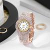 Women Quartz Watch Round Dial Analog Watch with Alloy Strap Ladies Rhinestone Wristwatch for Casual Wear Parties Offices Dates
