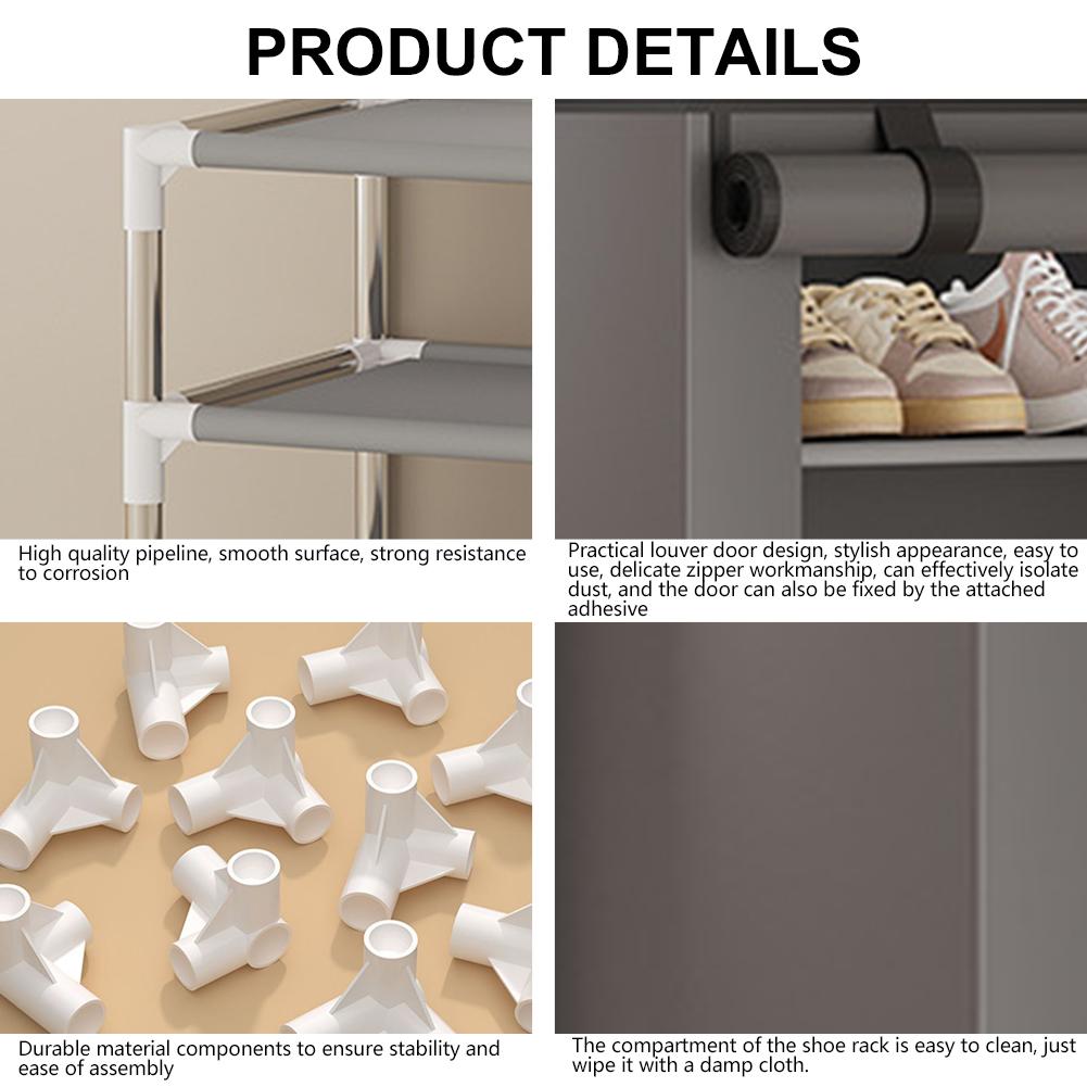 10 Layers Shoe Cabinet with Cover Dustproof Shoes Storage Rack Space Saving Storage Organizer Holder Home Furniture Shoe Rack