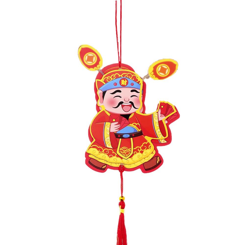 3D Shaking Head God Pendant Cute Color Printing God of Wealth Fridge Stickers Cartoon Spring Festival Magnet Sticker