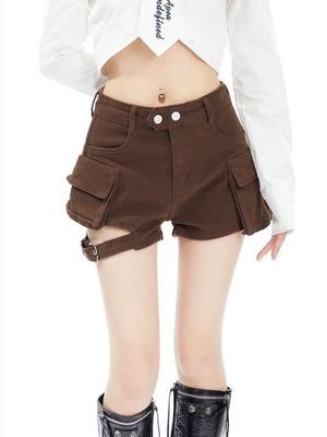 Sommer Denim Shorts Für Frauen 2024 Mode Lose Hohe Taille Cargo-Shorts Jeans Koreanische Spice Girl Einfache Schwarz Braun sexy