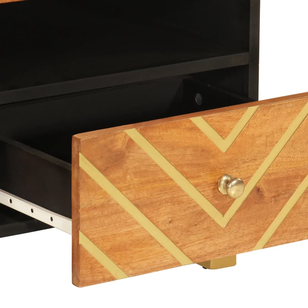 Coffee Table Brown and Black 80 x 54 x 40 cm Solid Mango Wood