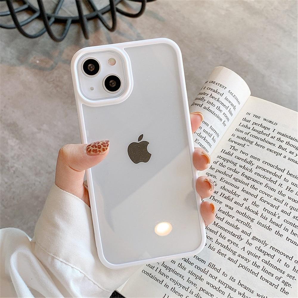 Şeker darbeye dayanıklı silikon tampon telefon kılıfı için iPhone 14 11 12 13 Pro Max X XS XR 8 7 artı SE şeffaf koruma arka kapak